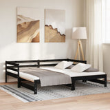 Pull-out Day Bed without Mattress Black 90x190 cm - Top-Down View