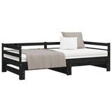 Pull-out Day Bed without Mattress Black 90x190 cm - 45-Degree Angle