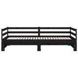 Pull-out Day Bed without Mattress Black 90x190 cm - Rear View