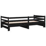 Pull-out Day Bed without Mattress Black 90x190 cm - Low Angle