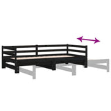 Pull-out Day Bed without Mattress Black 90x190 cm - Extra Image