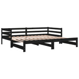 Pull-out Day Bed without Mattress Black 90x190 cm
