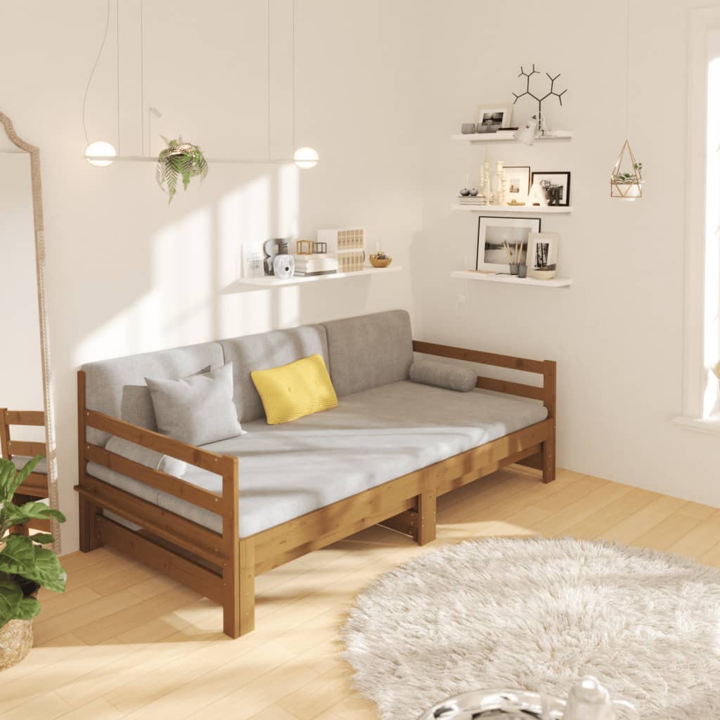 Pull-out Day Bed without Mattress Honey Brown 2x(90x190) cm