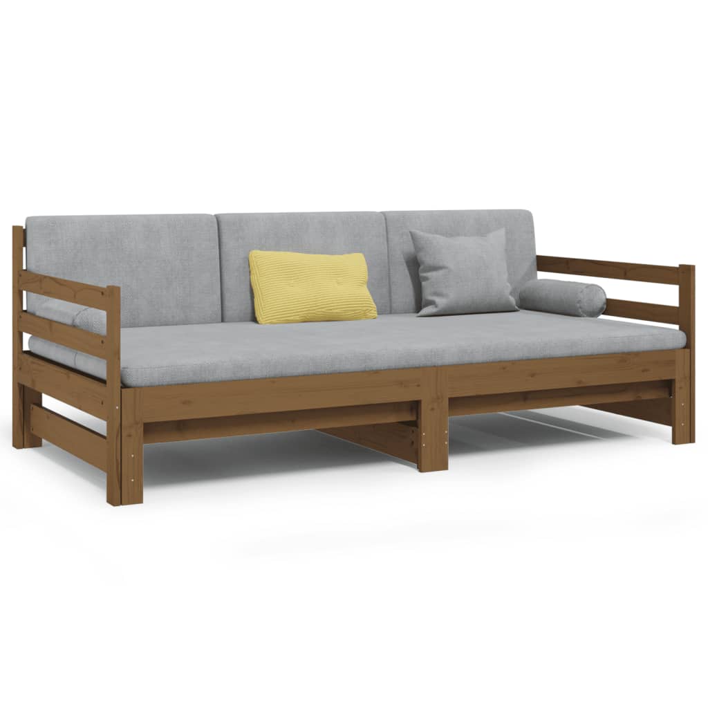 Pull-out Day Bed without Mattress Honey Brown 2x(90x190) cm
