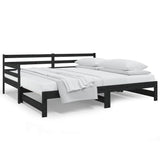 Pull-out Day Bed without Mattress Black 2x(90x190) cm - Front View
