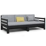 Pull-out Day Bed without Mattress Black 2x(90x190) cm - 45-Degree Angle