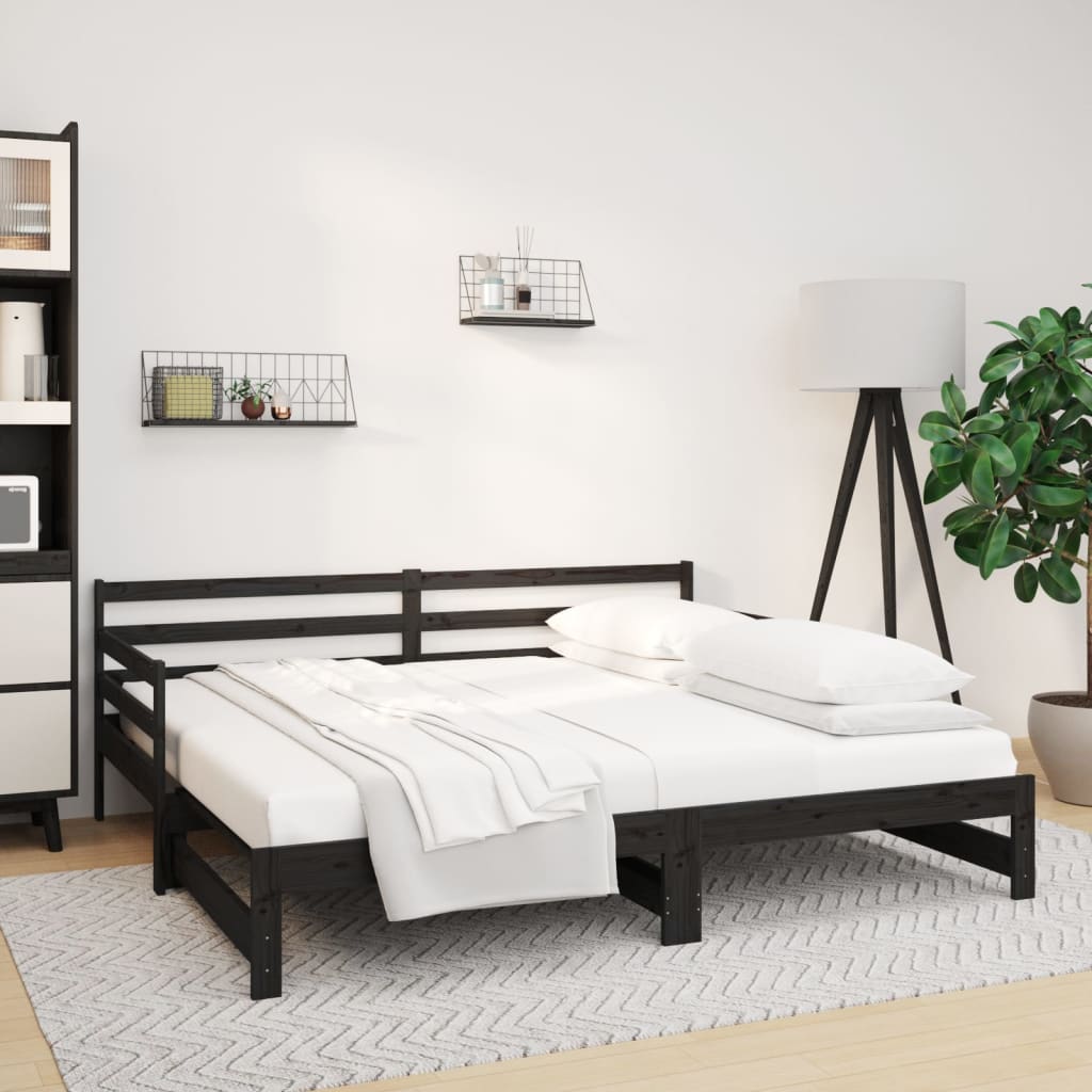 Pull-out Day Bed without Mattress Black 2x(90x190) cm