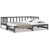 Pull-out Day Bed without Mattress Grey 2x(90x190) cm - Front View