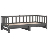 Pull-out Day Bed without Mattress Grey 2x(90x190) cm - Side View