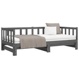 Pull-out Day Bed without Mattress Grey 2x(90x190) cm - 45-Degree Angle