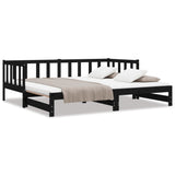 Pull-out Day Bed without Mattress Black 2x(90x190) cm - Front View