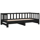 Pull-out Day Bed without Mattress Black 2x(90x190) cm - Side View