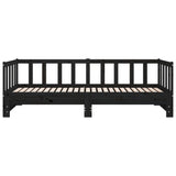 Pull-out Day Bed without Mattress Black 2x(90x190) cm - Rear View