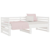 Pull-out Day Bed without Mattress White 2x(90x190) cm - Rear View