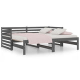 Pull-out Day Bed without Mattress Grey 2x(90x190) cm - Front View
