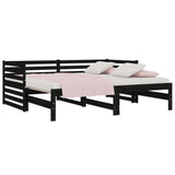 Pull-out Day Bed without Mattress Black 2x(90x190) cm - Side View