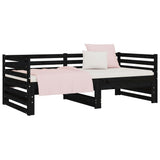 Pull-out Day Bed without Mattress Black 2x(90x190) cm - Rear View