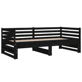 Pull-out Day Bed without Mattress Black 2x(90x190) cm - Low Angle
