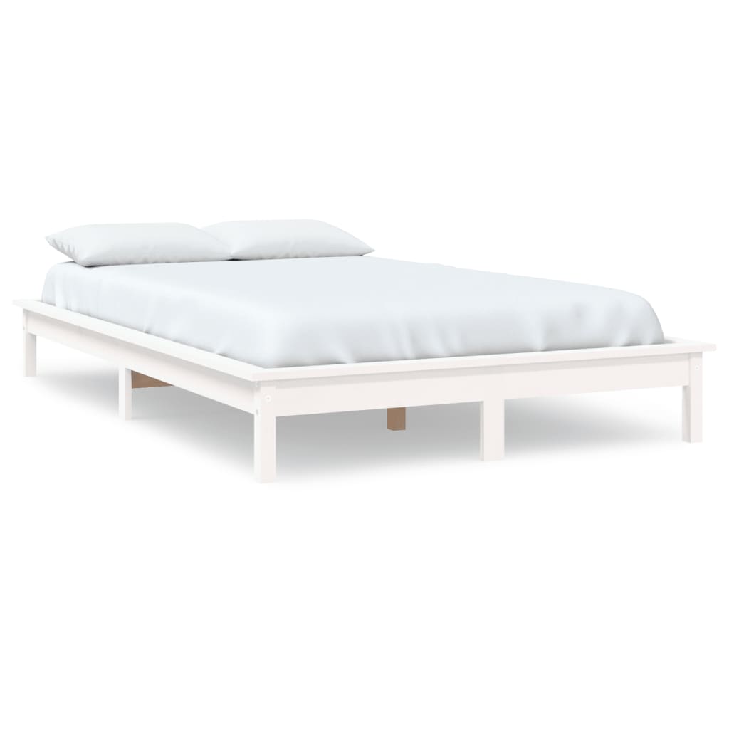 Bed Frame without Mattress White Solid Wood Pine 150x200 cm