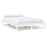 Bed Frame without Mattress White Solid Wood Pine 150x200 cm