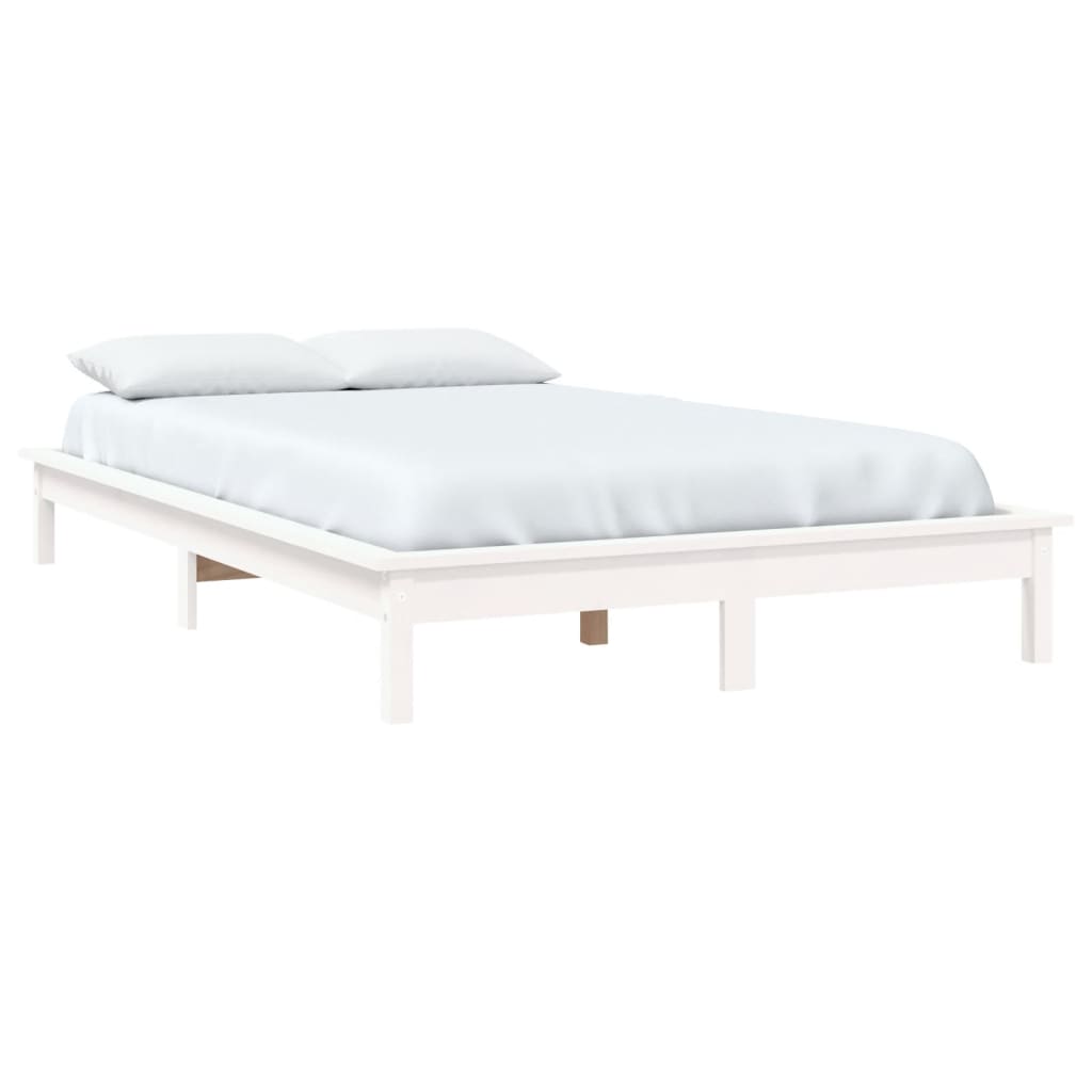 Bed Frame without Mattress White Solid Wood Pine 150x200 cm