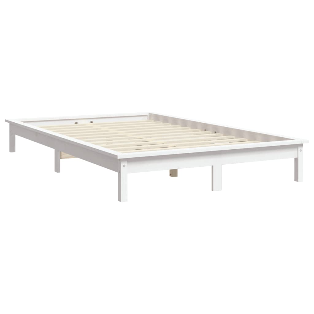 Bed Frame without Mattress White Solid Wood Pine 150x200 cm