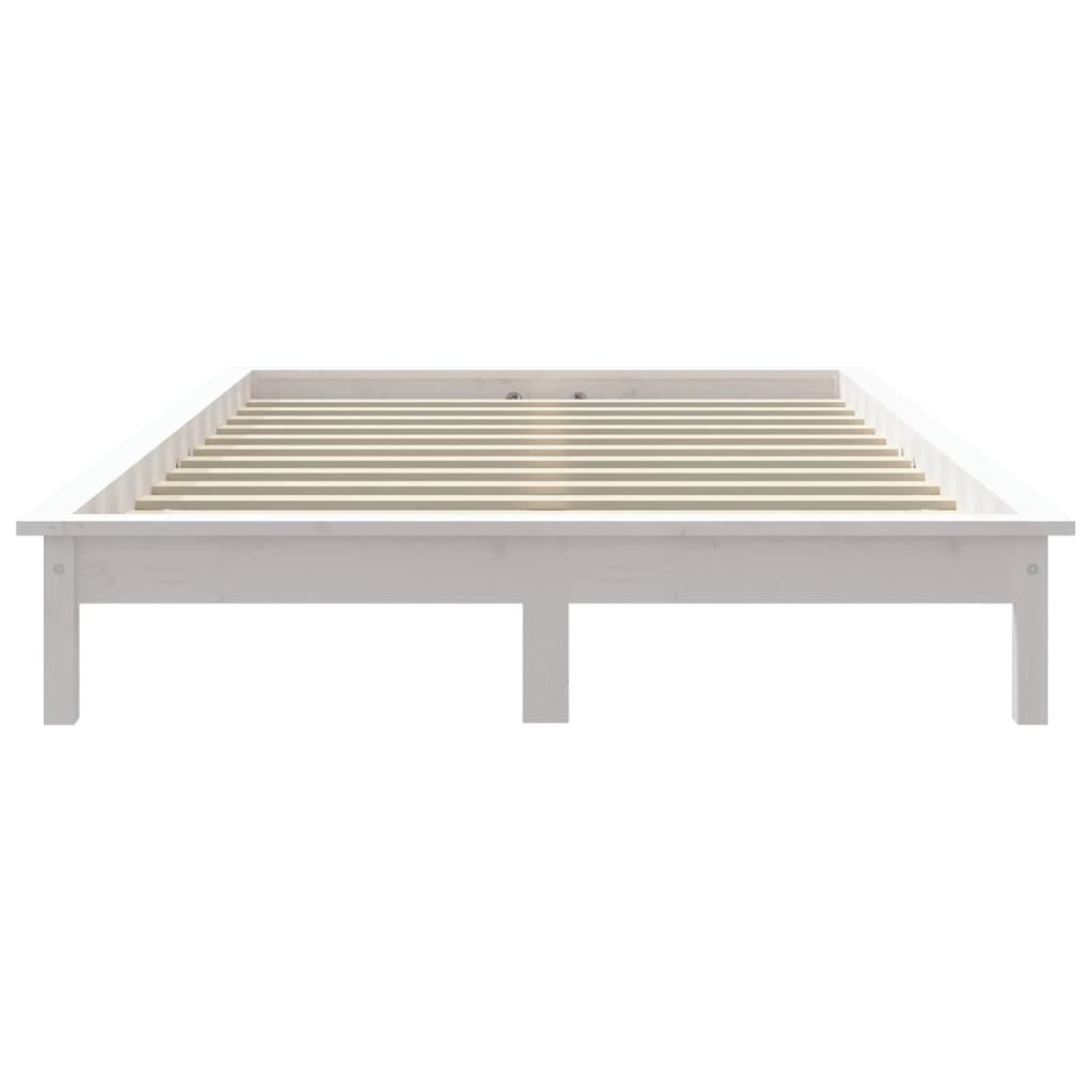 Bed Frame without Mattress White Solid Wood Pine 150x200 cm