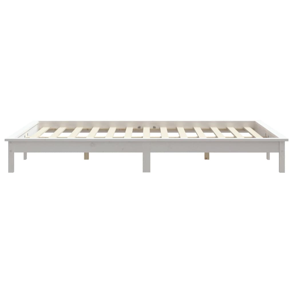 Bed Frame without Mattress White Solid Wood Pine 150x200 cm