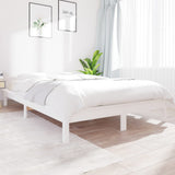 Bed Frame without Mattress White Solid Wood Pine 150x200 cm