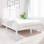 Bed Frame without Mattress White Solid Wood Pine 150x200 cm