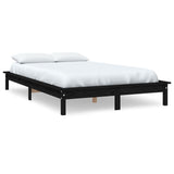 Bed Frame without Mattress Black 150x200 cm Solid Wood Pine - Front View