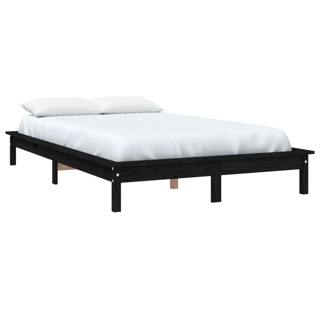 Bed Frame without Mattress Black 150x200 cm Solid Wood Pine
