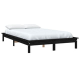 Bed Frame without Mattress Black 150x200 cm Solid Wood Pine - Side View