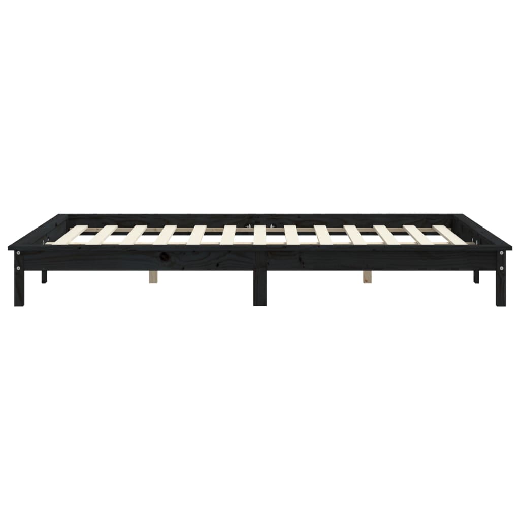 Bed Frame without Mattress Black 150x200 cm Solid Wood Pine