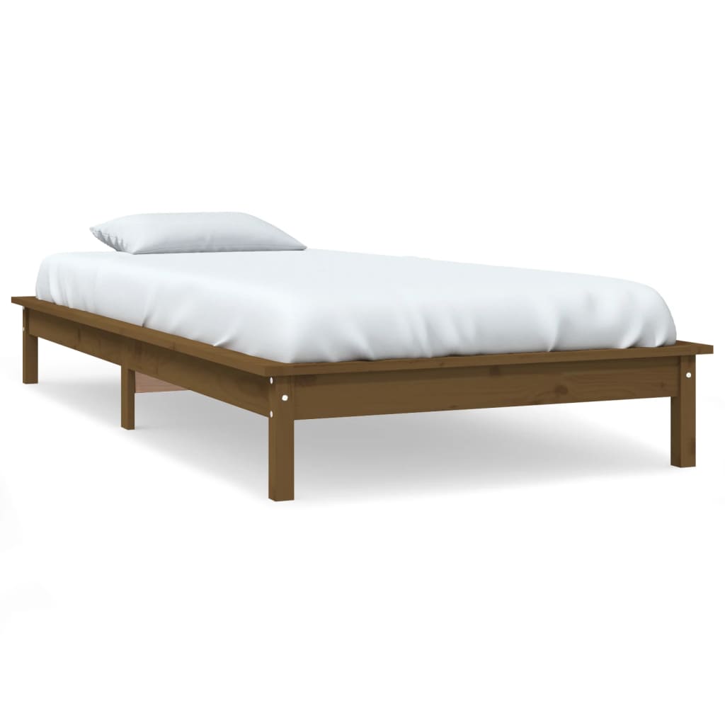 Bed Frame without Mattress Honey Brown 90x190 cm Solid Wood