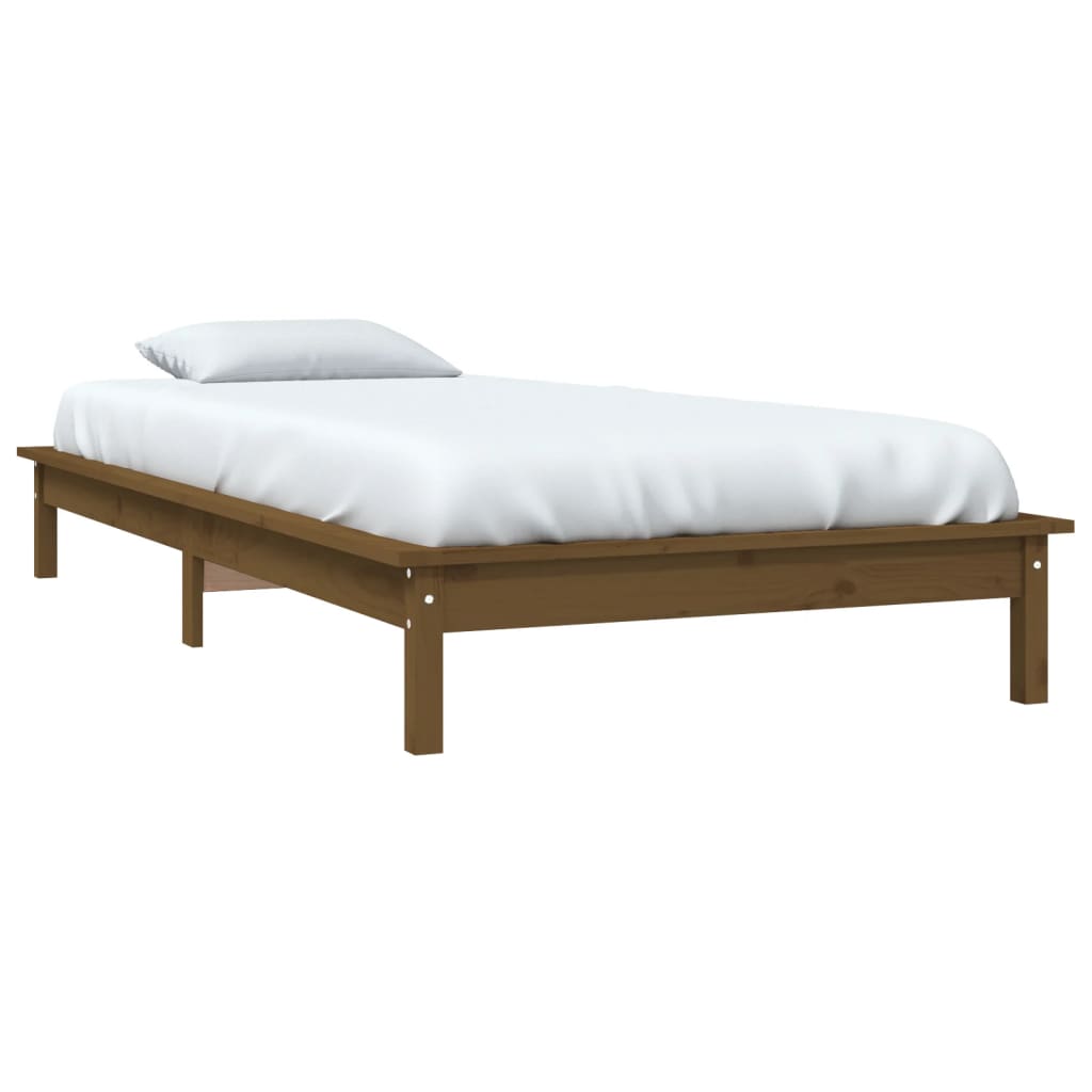 Bed Frame without Mattress Honey Brown 90x190 cm Solid Wood
