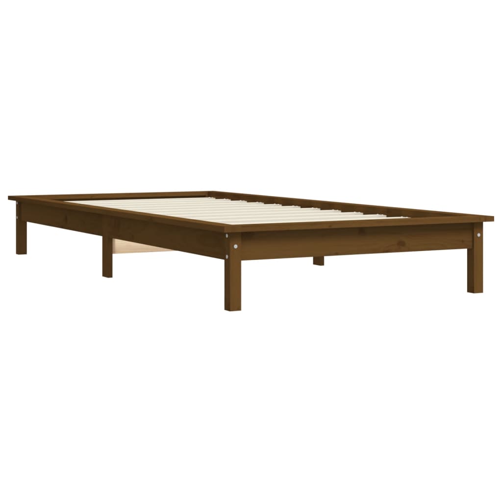Bed Frame without Mattress Honey Brown 90x190 cm Solid Wood