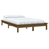 Bed Frame without Mattress Honey Brown 135x190 cm Solid Wood