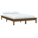 Bed Frame without Mattress Honey Brown 135x190 cm Solid Wood
