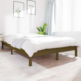 Bed Frame without Mattress Honey Brown 135x190 cm Solid Wood