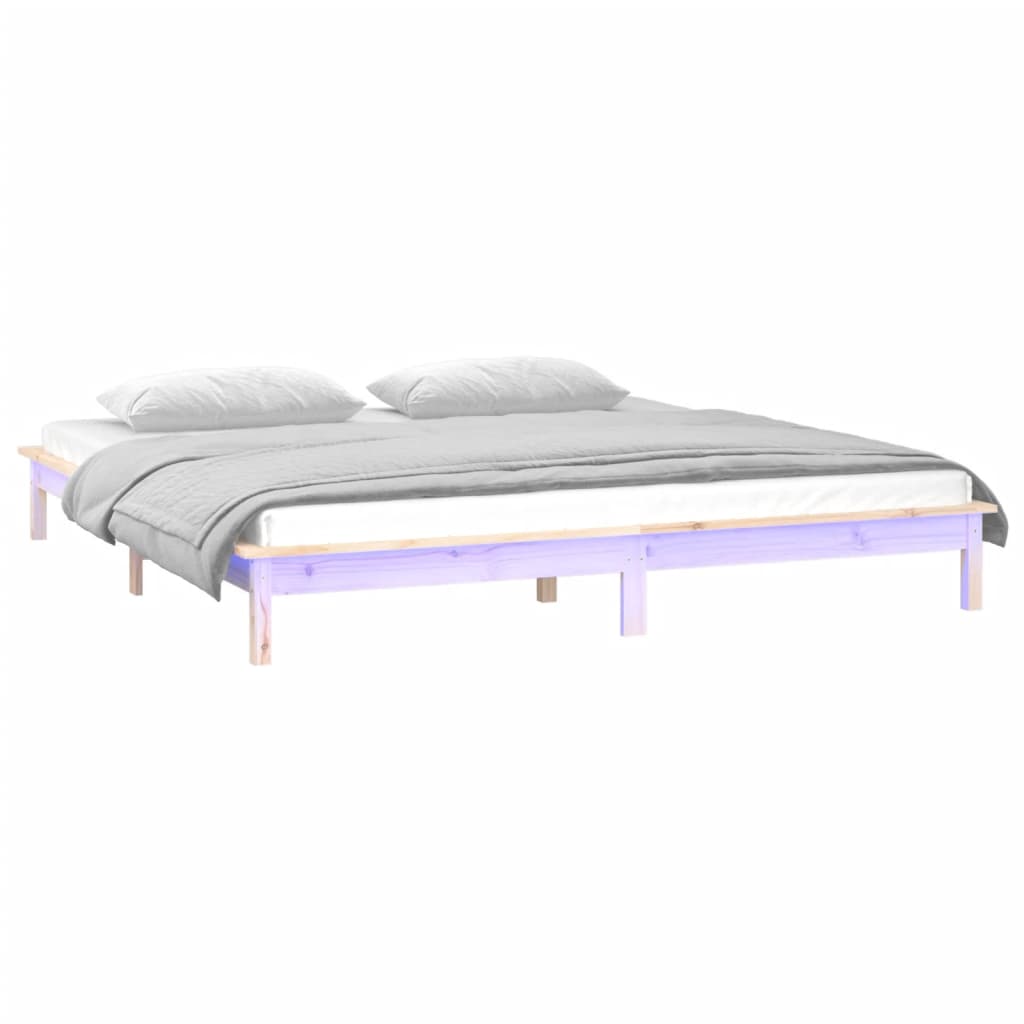 LED Bed Frame without Mattress 150x200 cm Solid Wood