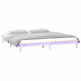 LED Bed Frame without Mattress 150x200 cm Solid Wood - Side View
