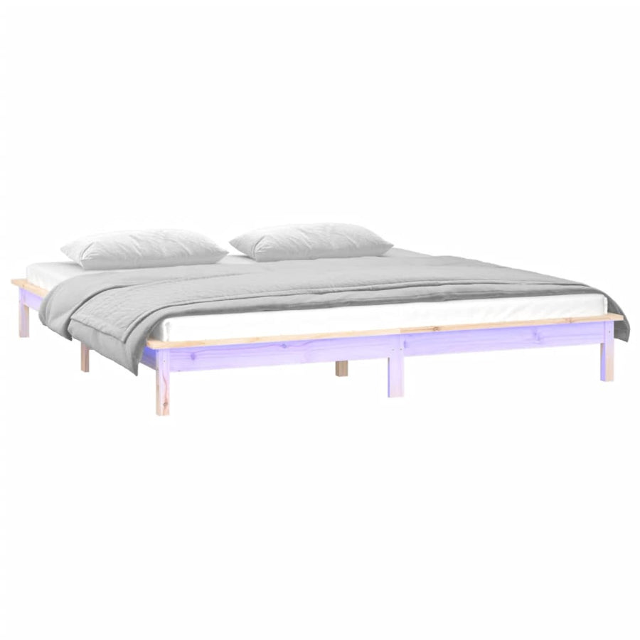 LED Bed Frame without Mattress 150x200 cm King Size Solid Wood