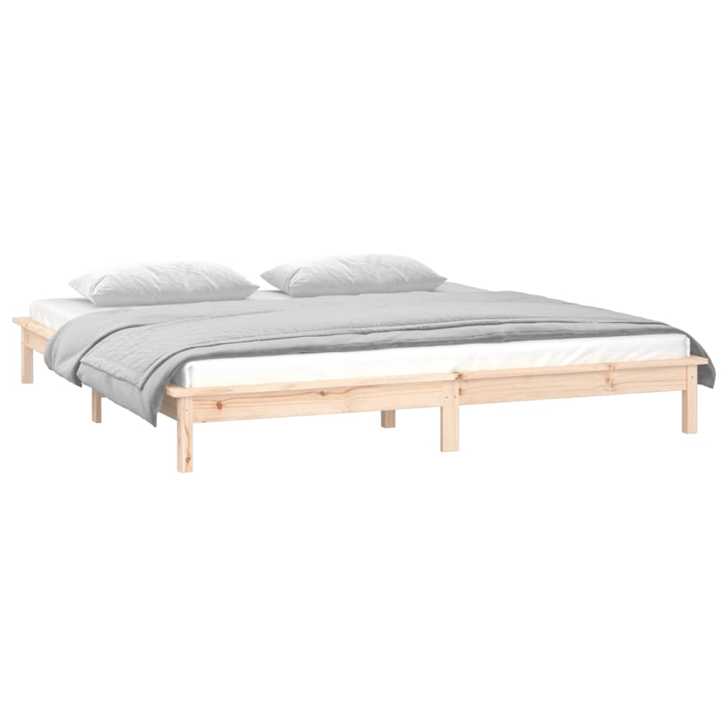 LED Bed Frame without Mattress 150x200 cm Solid Wood