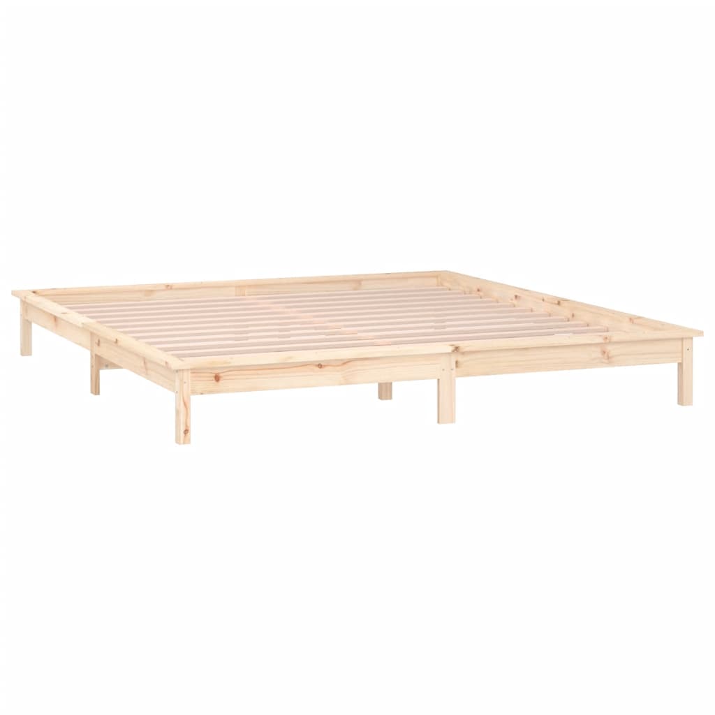 LED Bed Frame without Mattress 150x200 cm Solid Wood