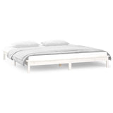 LED Bed Frame without Mattress White 150x200 cm Solid Wood