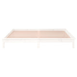 LED Bed Frame without Mattress White 150x200 cm Solid Wood