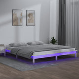 LED Bed Frame without Mattress White 150x200 cm Solid Wood
