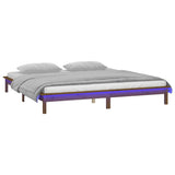 LED Bed Frame without Mattress Honey Brown 150x200 cm Solid Wood - Side View