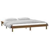 LED Bed Frame without Mattress Honey Brown 150x200 cm Solid Wood - 45-Degree Angle